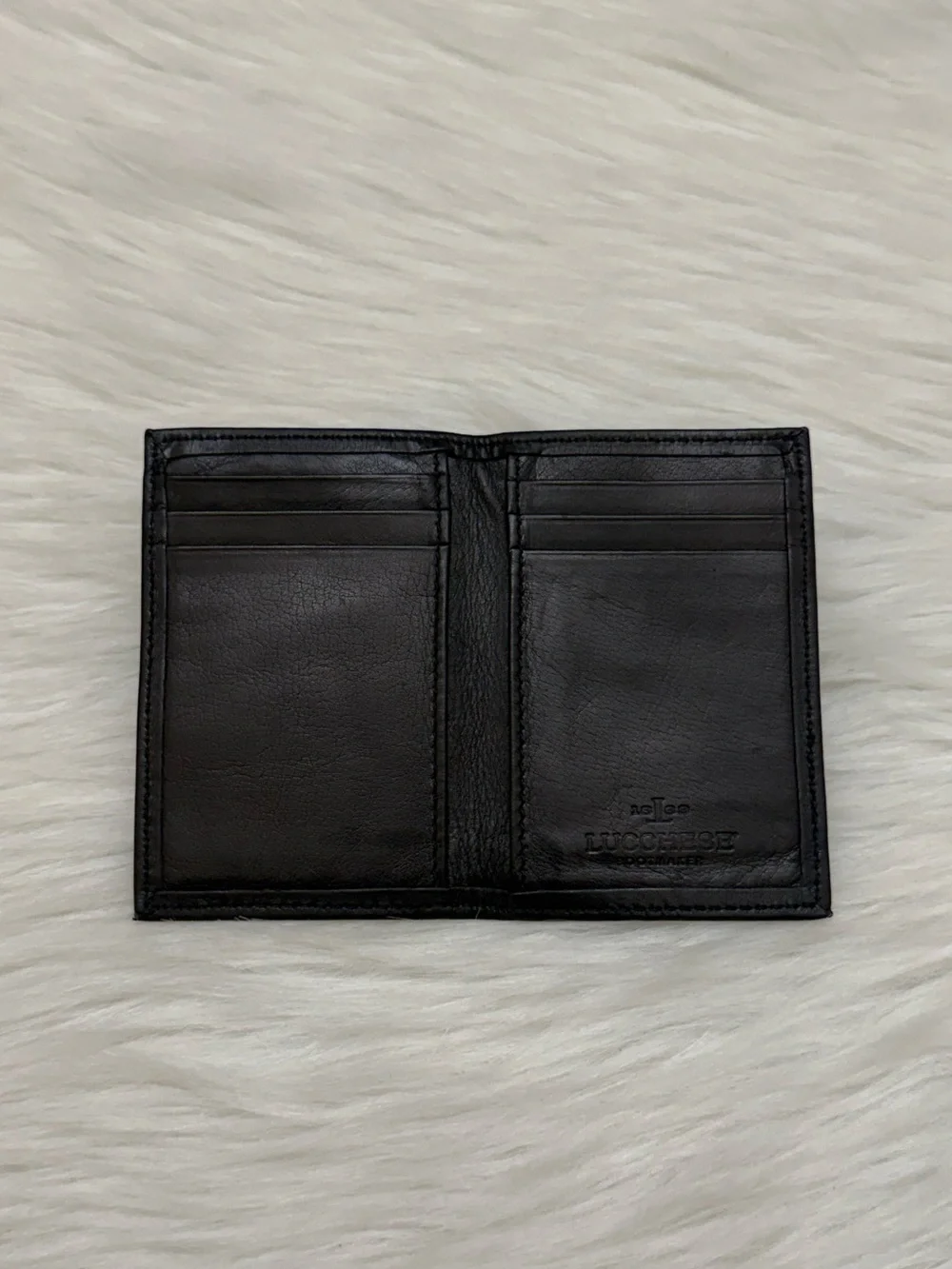 LUCCHESE - BLACK SOFT CALFSKIN LEATHER BIFOLD CARDHOLDER WALLET